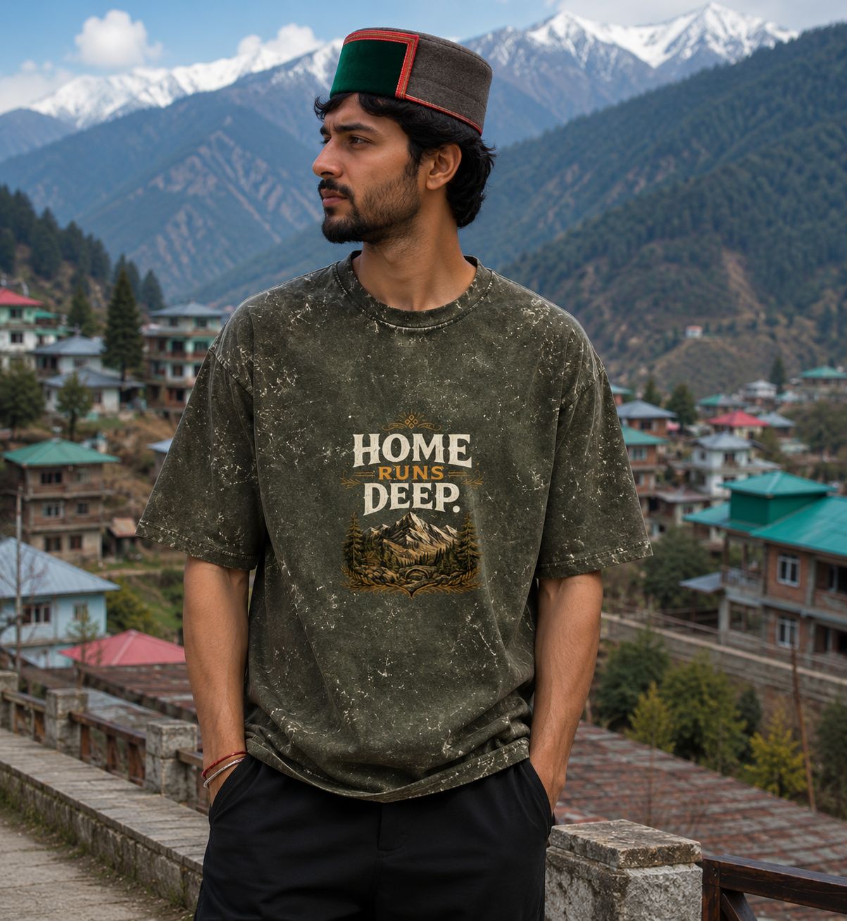 Acid Washed Oversized Tee ( Home Runs Deep)